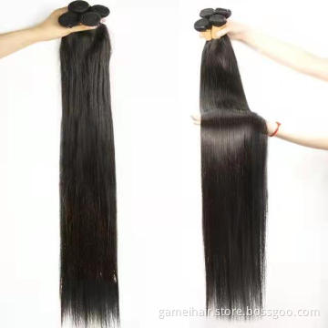 Wholesale 12a top quality Brazilian hair long 36 inch human weave 4 deals straight hair bundles with frontal